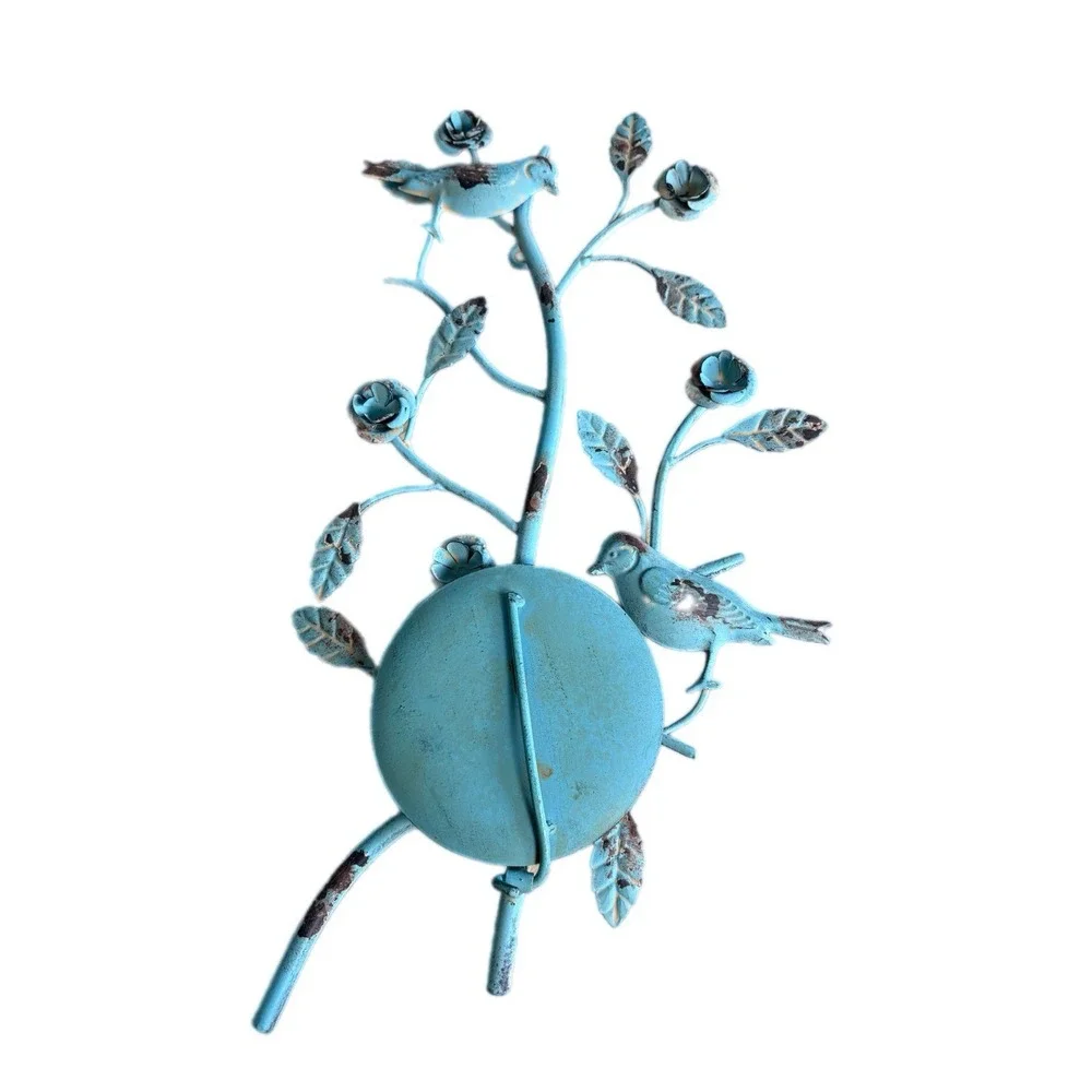 Paradise Treasure Trove Distressed Blue Metal Candle Holder Wall‎ Sconce Shabby